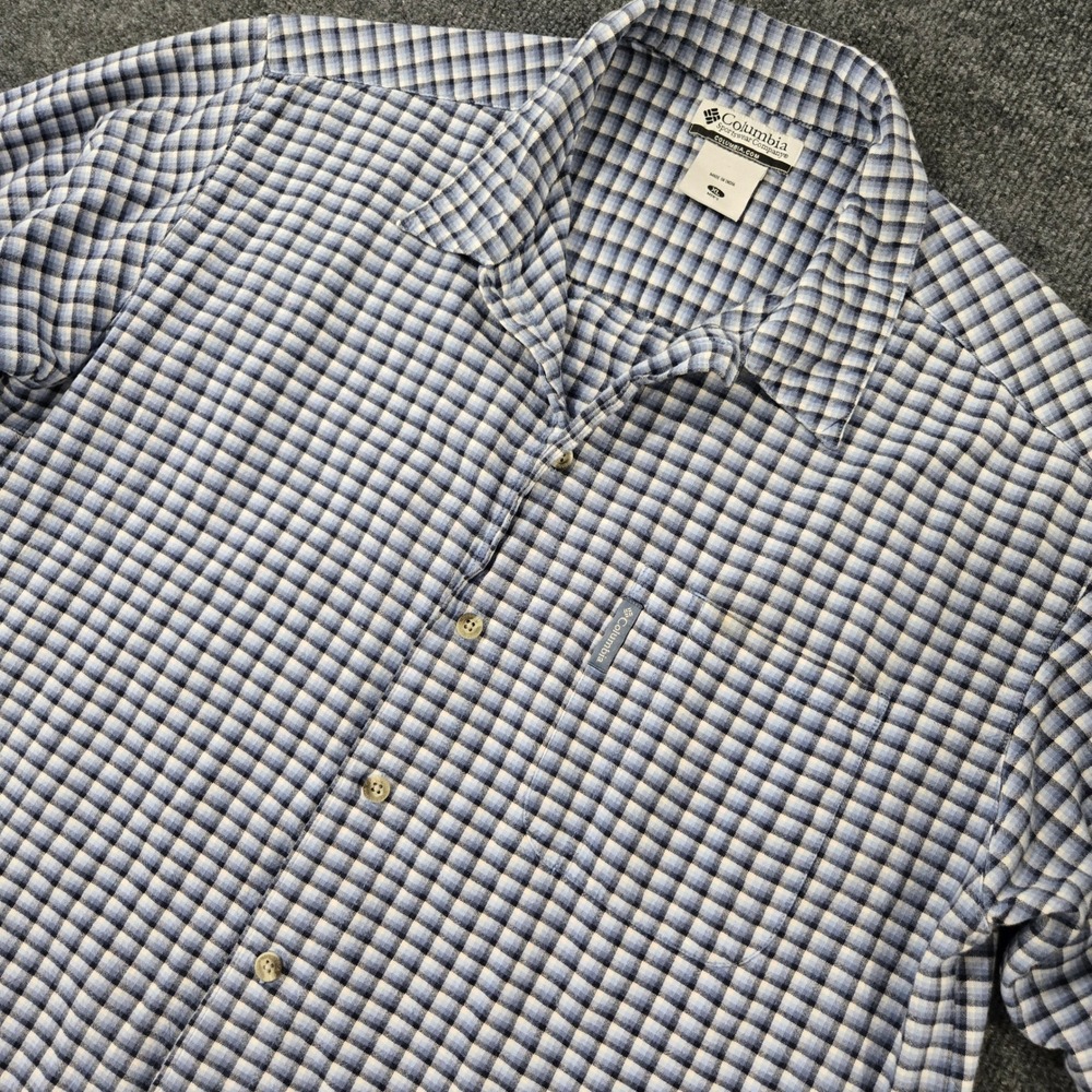 Columbia Men's Short Sleeve Plaid Button Down Shirt Gingham Check Hiking Size XL
